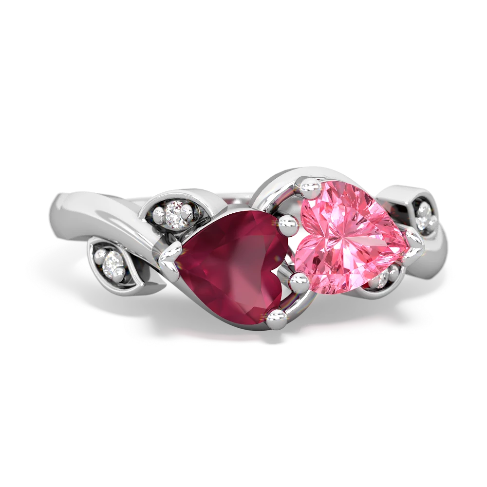 Ruby Floral Elegance 14K White Gold ring R5790