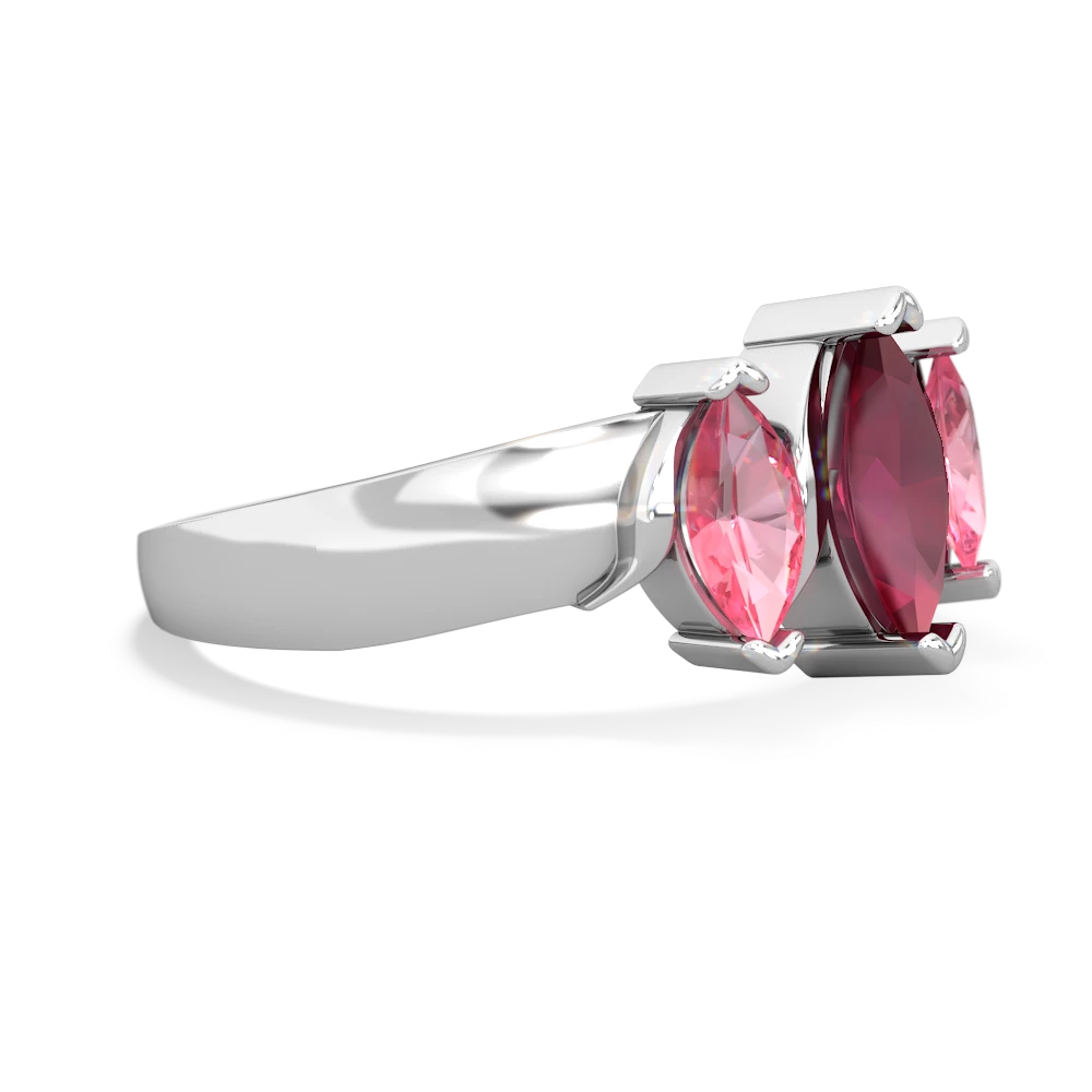 Ruby Three Peeks 14K White Gold ring R2433