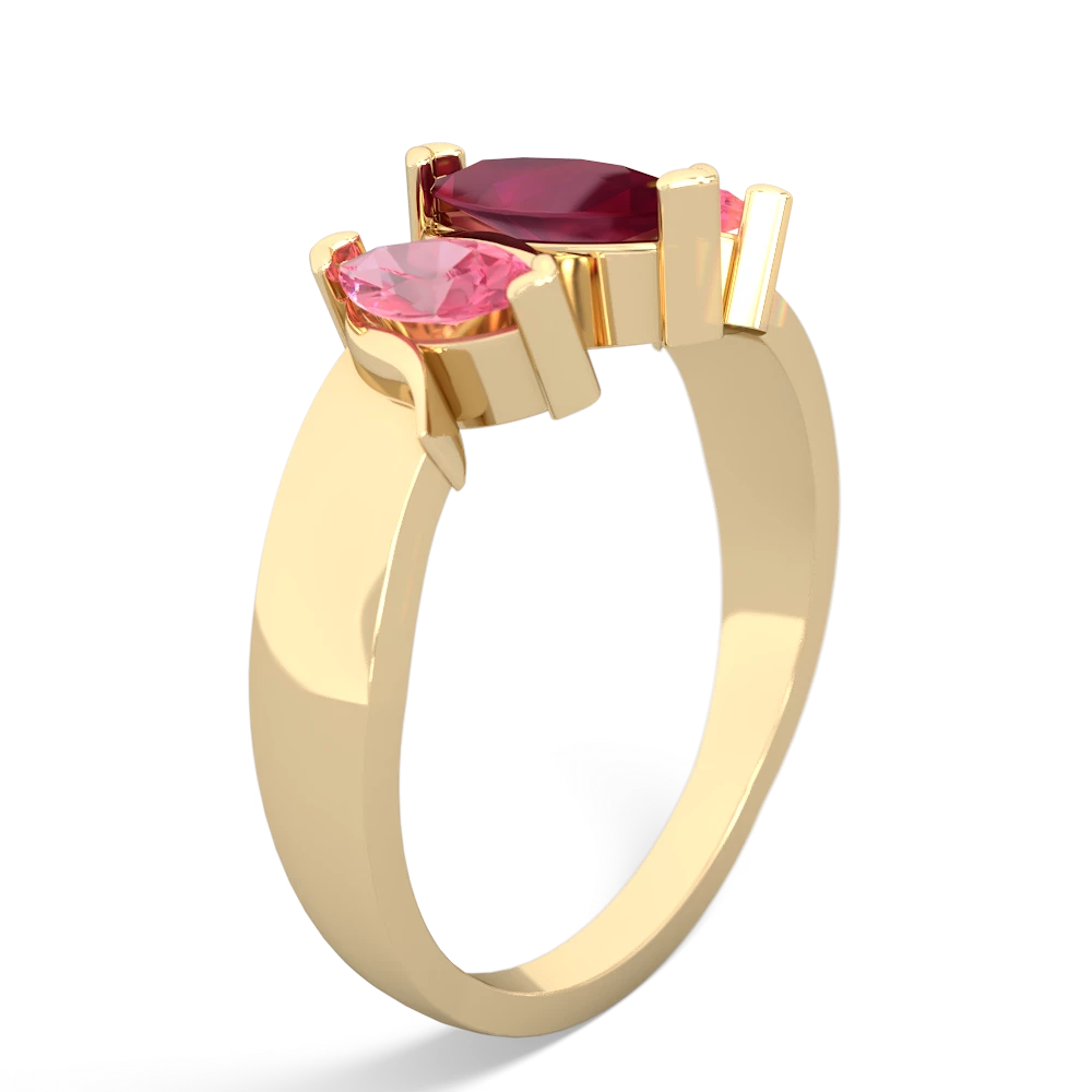 Ruby Three Peeks 14K Yellow Gold ring R2433