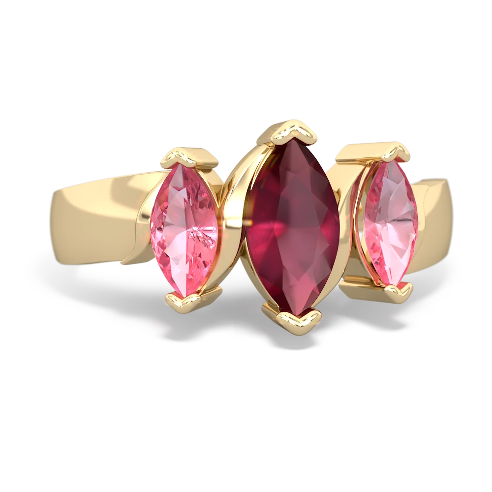 Ruby Three Peeks 14K Yellow Gold ring R2433