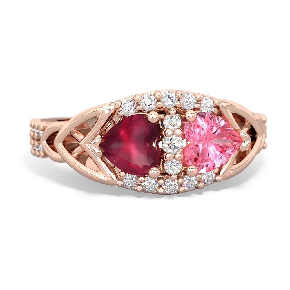 Ruby Sparkling Celtic Knot 14K Rose Gold ring R2645