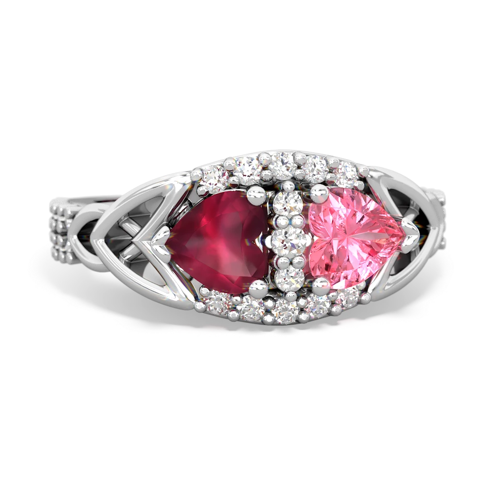 Ruby Sparkling Celtic Knot 14K White Gold ring R2645