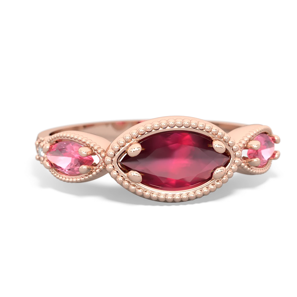 Ruby Milgrain Marquise 14K Rose Gold ring R5700