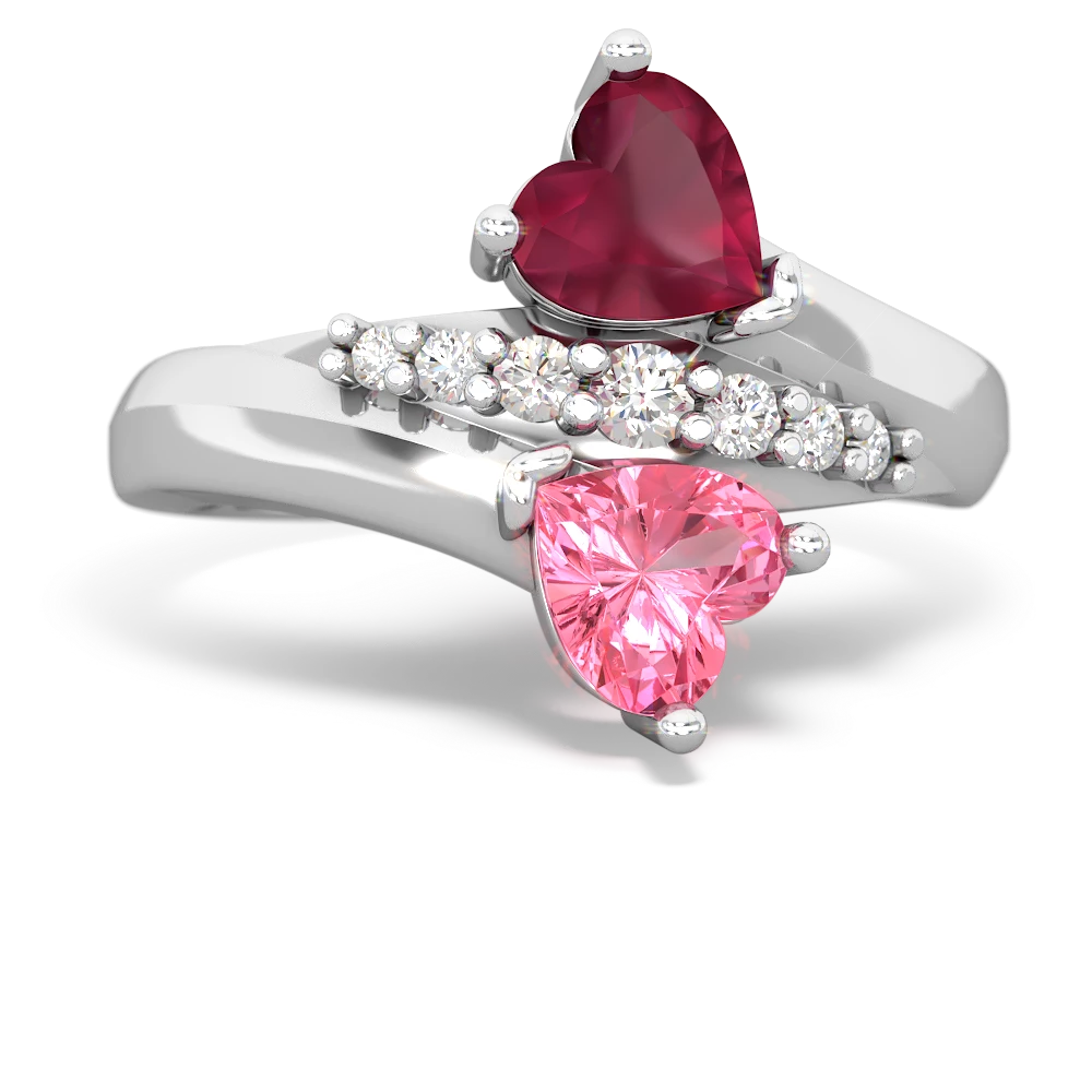 Ruby Heart To Heart 14K White Gold ring R2064