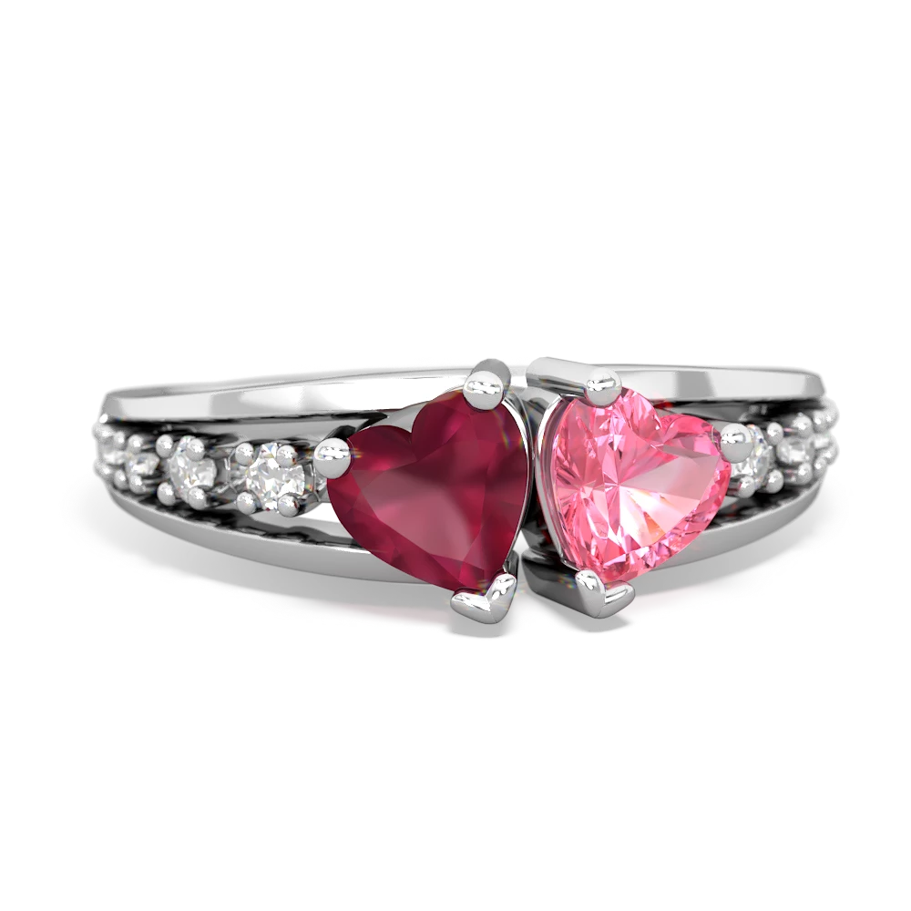 Ruby Heart To Heart 14K White Gold ring R3342