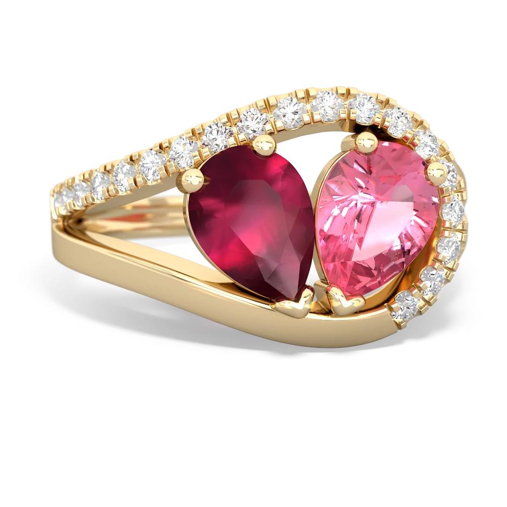 Ruby Nestled Heart Keepsake 14K Yellow Gold ring R5650
