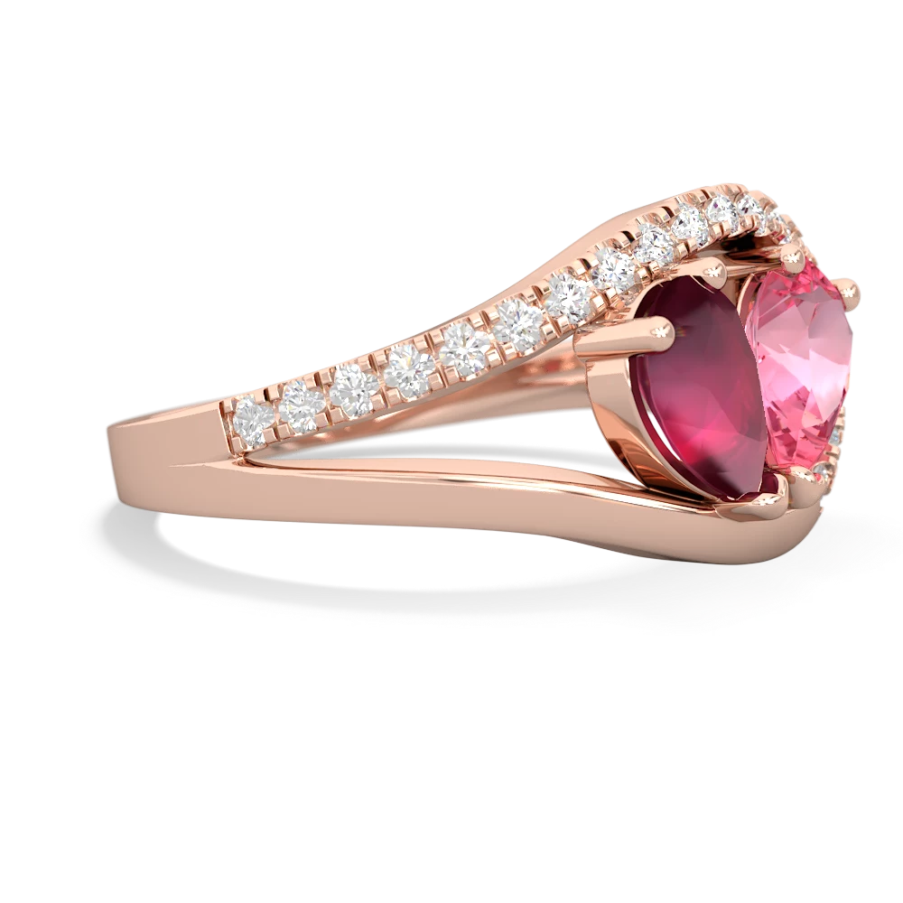 Ruby Nestled Heart Keepsake 14K Rose Gold ring R5650