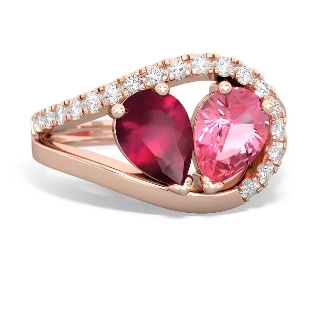 Ruby Nestled Heart Keepsake 14K Rose Gold ring R5650