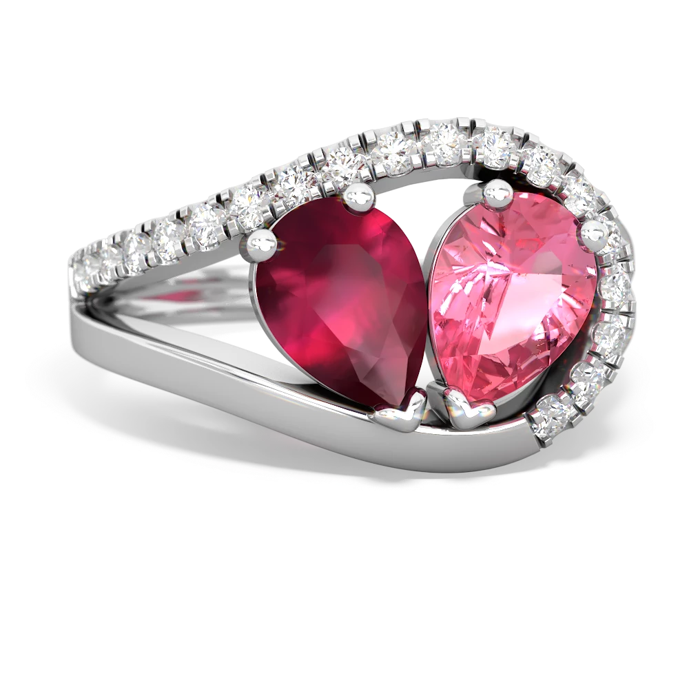 Ruby Nestled Heart Keepsake 14K White Gold ring R5650