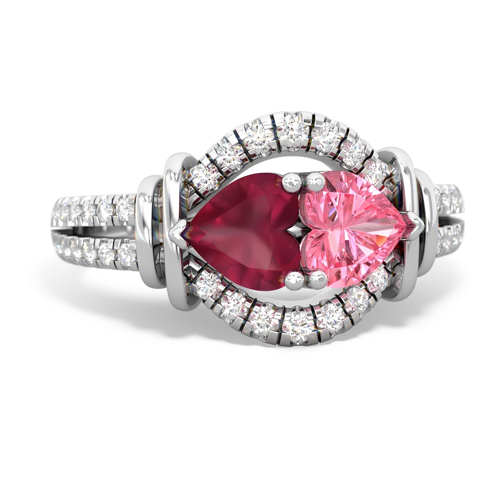 Ruby Art-Deco Keepsake 14K White Gold ring R5630