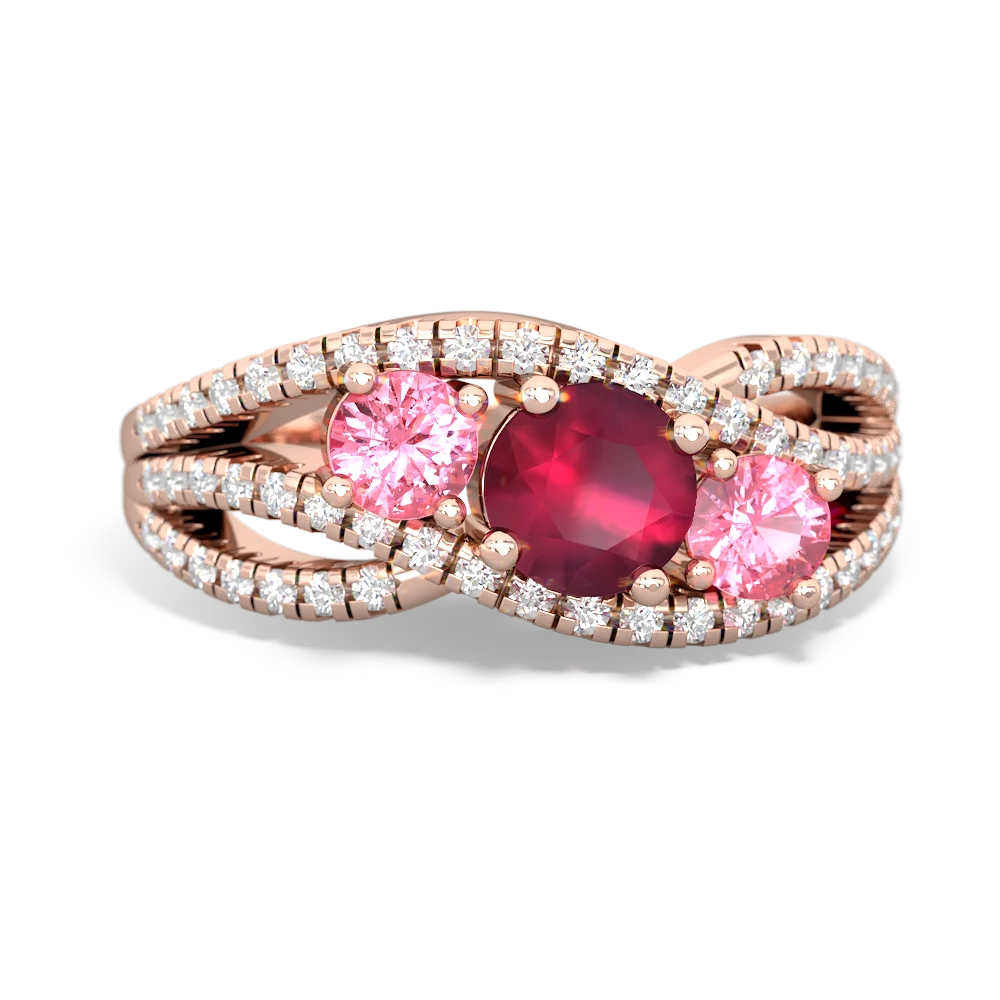 Ruby Three Stone Aurora 14K Rose Gold ring R3080