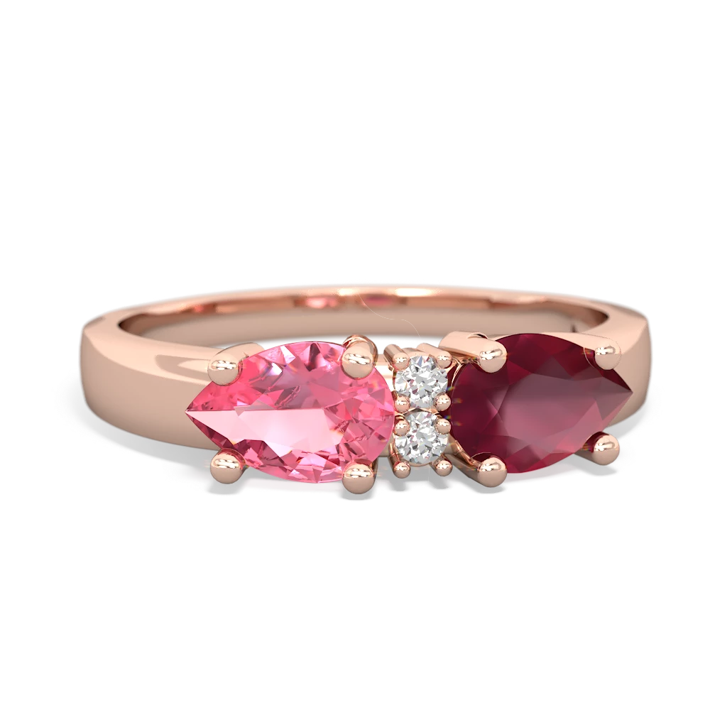 Ruby Pear Bowtie 14K Rose Gold ring R0865