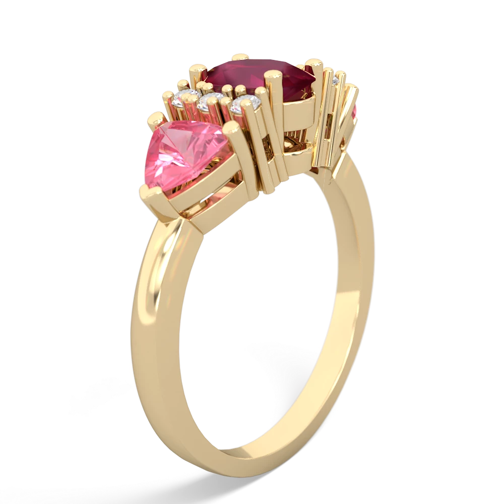 Ruby Antique Style Three Stone 14K Yellow Gold ring R2186