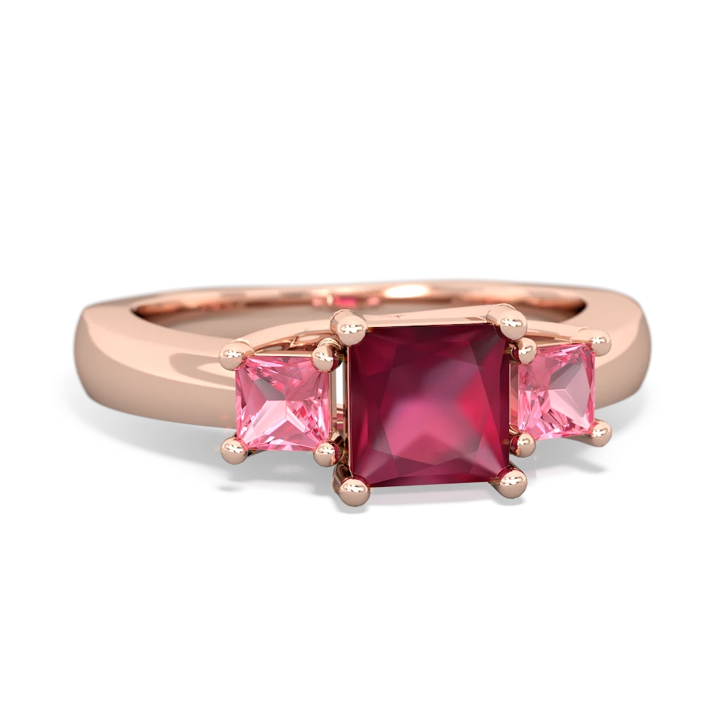 Ruby Three Stone Trellis 14K Rose Gold ring R4015