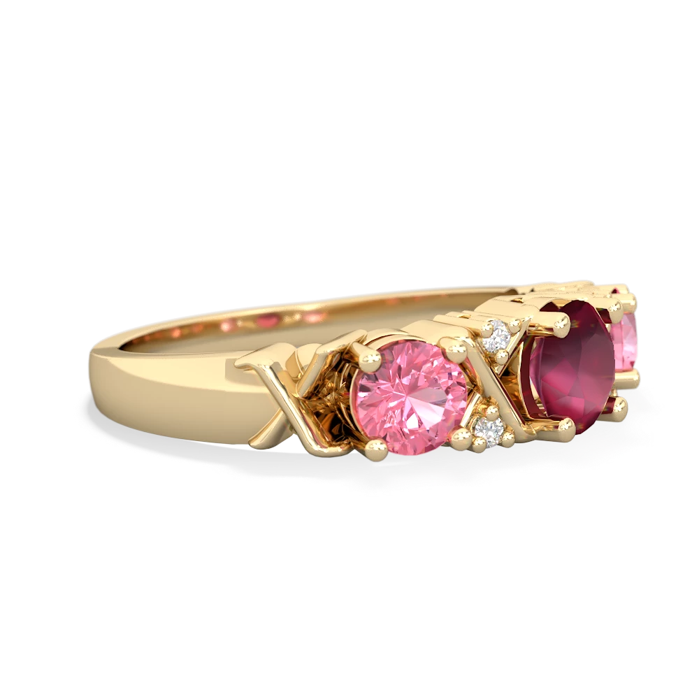 Ruby Hugs And Kisses 14K Yellow Gold ring R5016