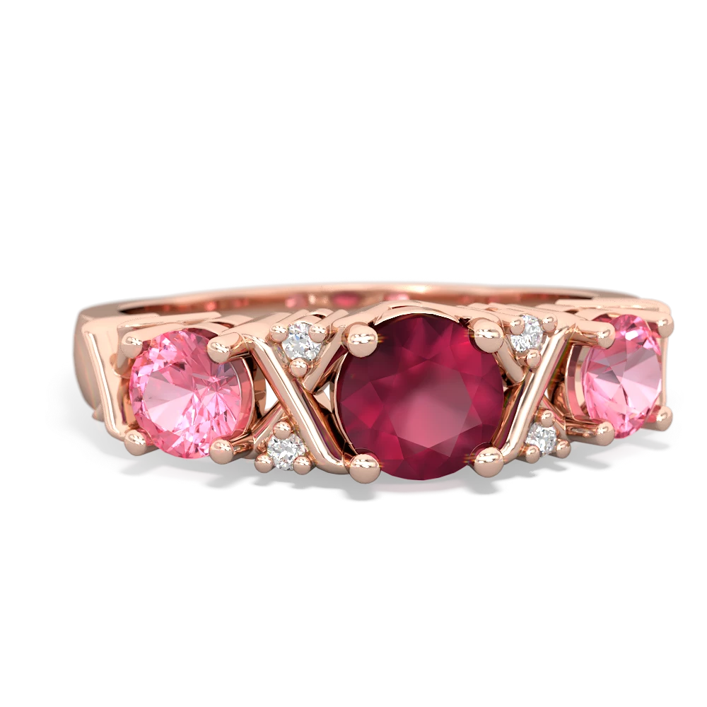 Ruby Hugs And Kisses 14K Rose Gold ring R5016