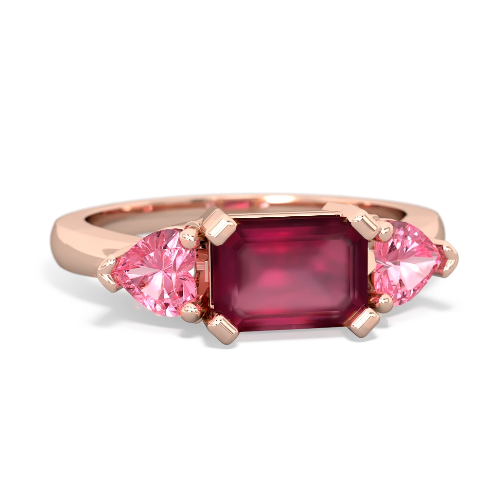 Ruby Three Stone 14K Rose Gold ring R5235