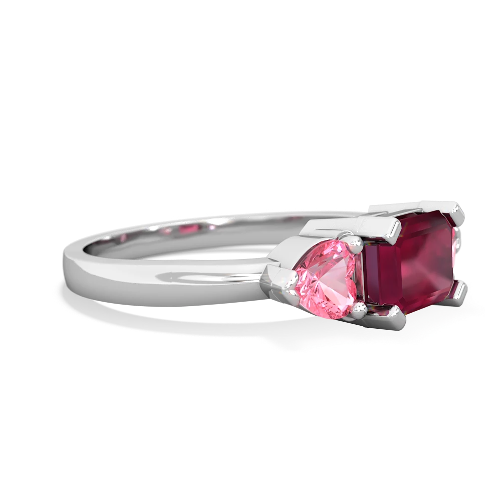 Ruby Three Stone 14K White Gold ring R5235