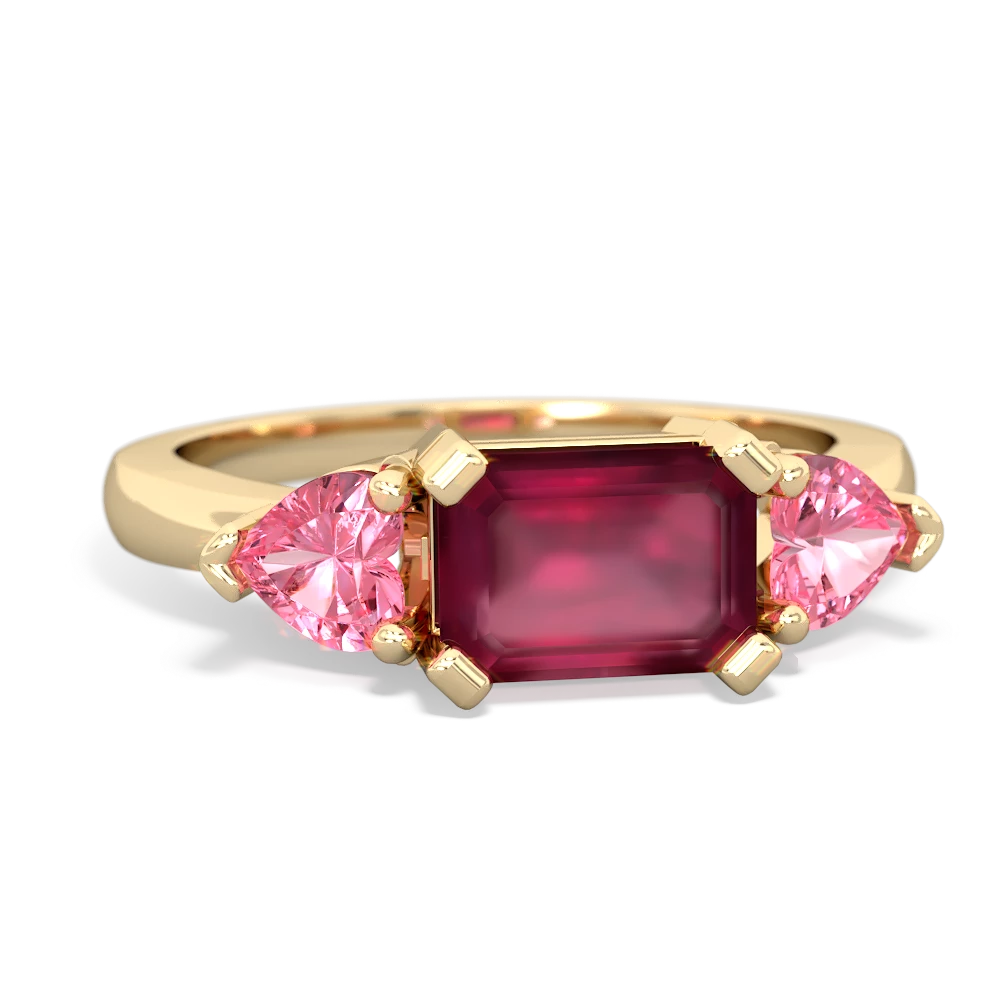 Ruby Three Stone 14K Yellow Gold ring R5235