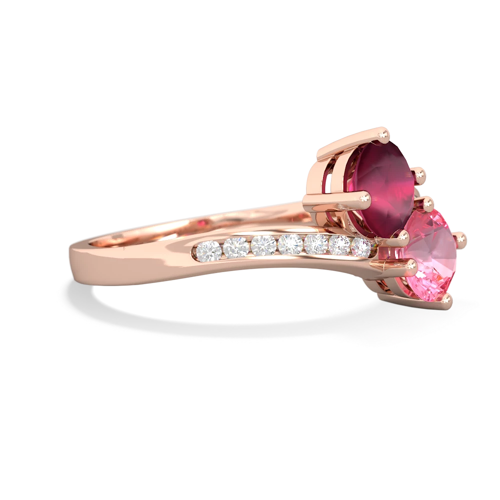 Ruby Channel Set Two Stone 14K Rose Gold ring R5303