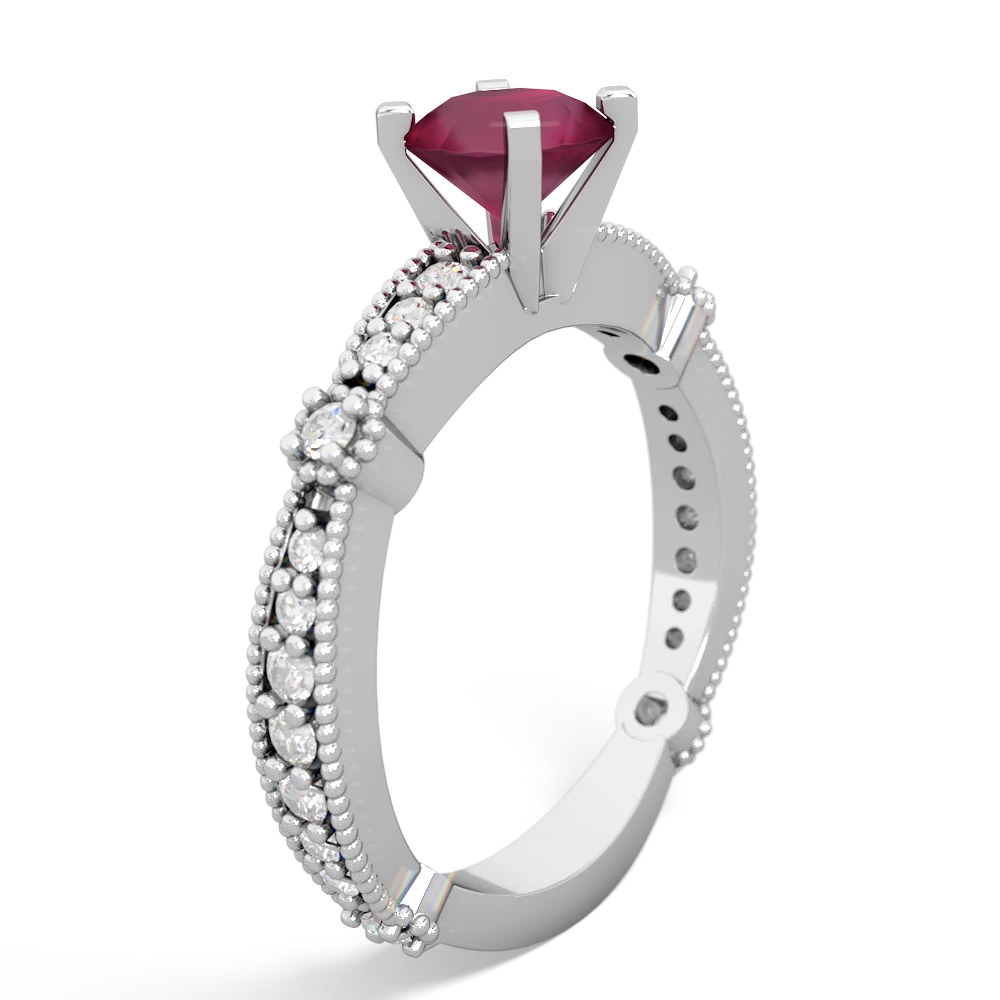 Ruby Sparkling Tiara 6Mm Round 14K White Gold ring R26296RD