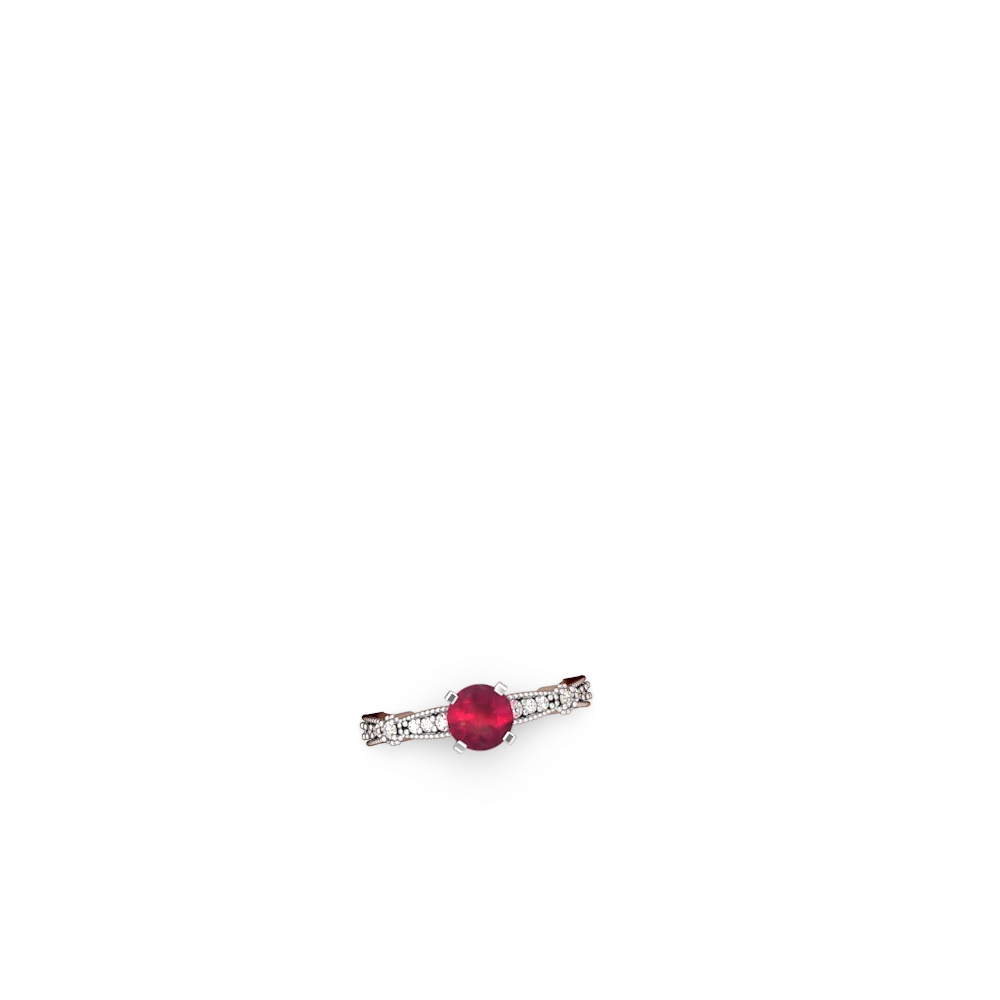 Ruby Sparkling Tiara 6Mm Round 14K White Gold ring R26296RD