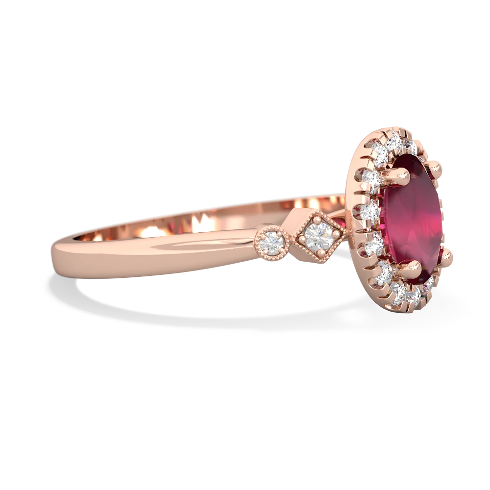 Ruby Antique-Style Halo 14K Rose Gold ring R5720
