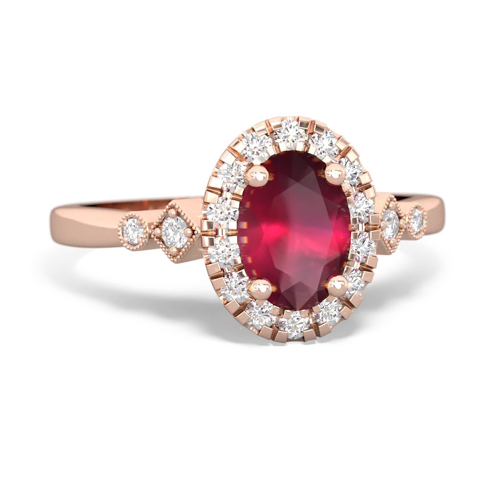 Ruby Antique-Style Halo 14K Rose Gold ring R5720