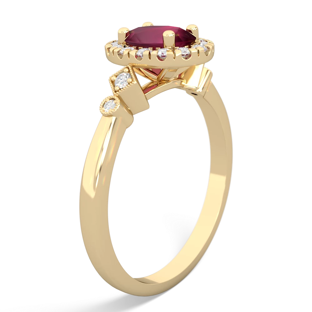 Ruby Antique-Style Halo 14K Yellow Gold ring R5720