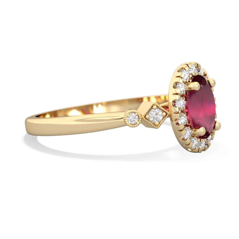 Ruby Antique-Style Halo 14K Yellow Gold ring R5720