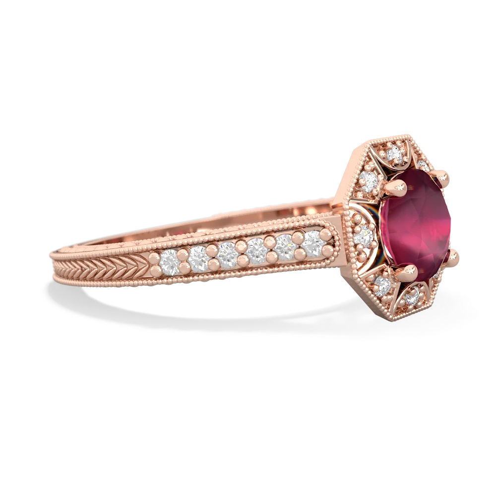 Ruby Art-Deco Starburst 14K Rose Gold ring R5520