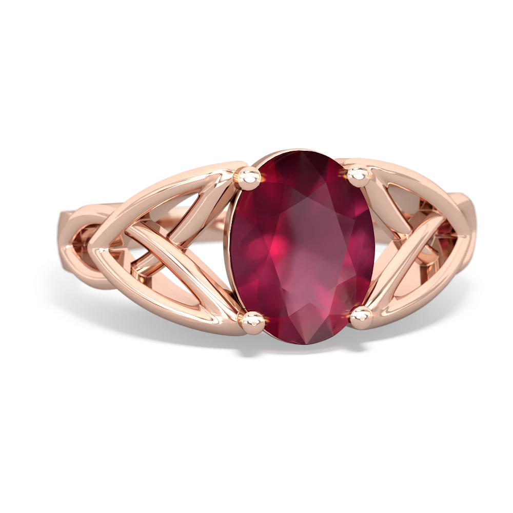 Ruby Celtic Trinity Knot 14K Rose Gold ring R2389