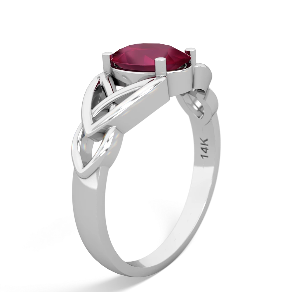 Ruby Celtic Trinity Knot 14K White Gold ring R2389