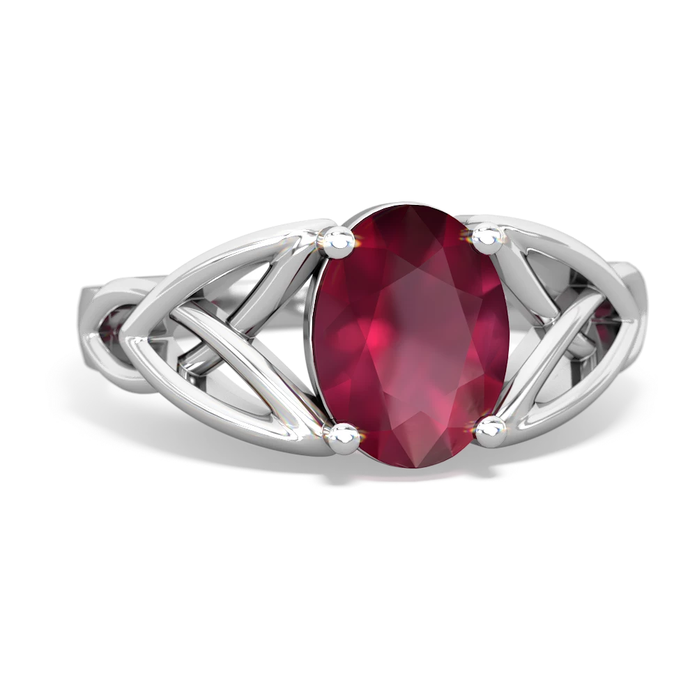 Ruby Celtic Trinity Knot 14K White Gold ring R2389