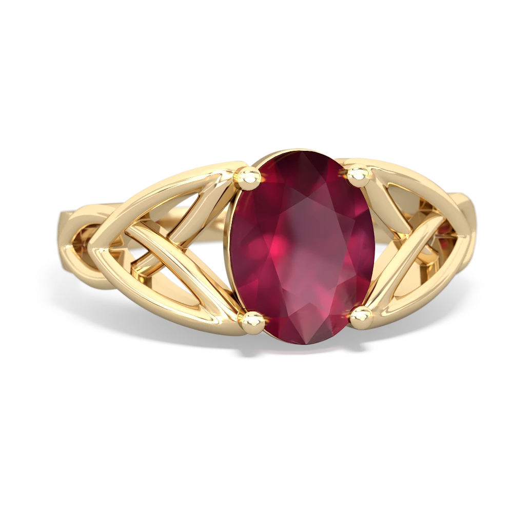 Ruby Celtic Trinity Knot 14K Yellow Gold ring R2389