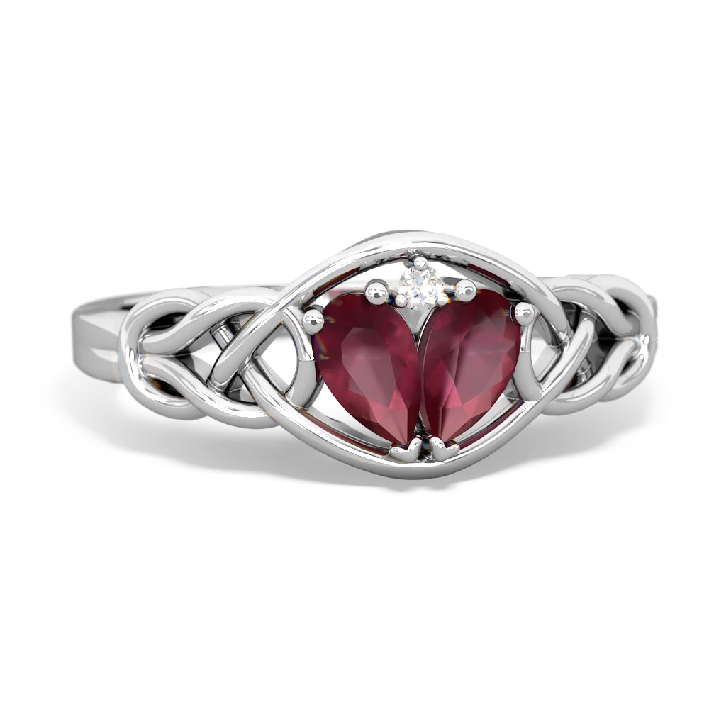 Ruby Celtic Love Knot 14K White Gold ring R5420