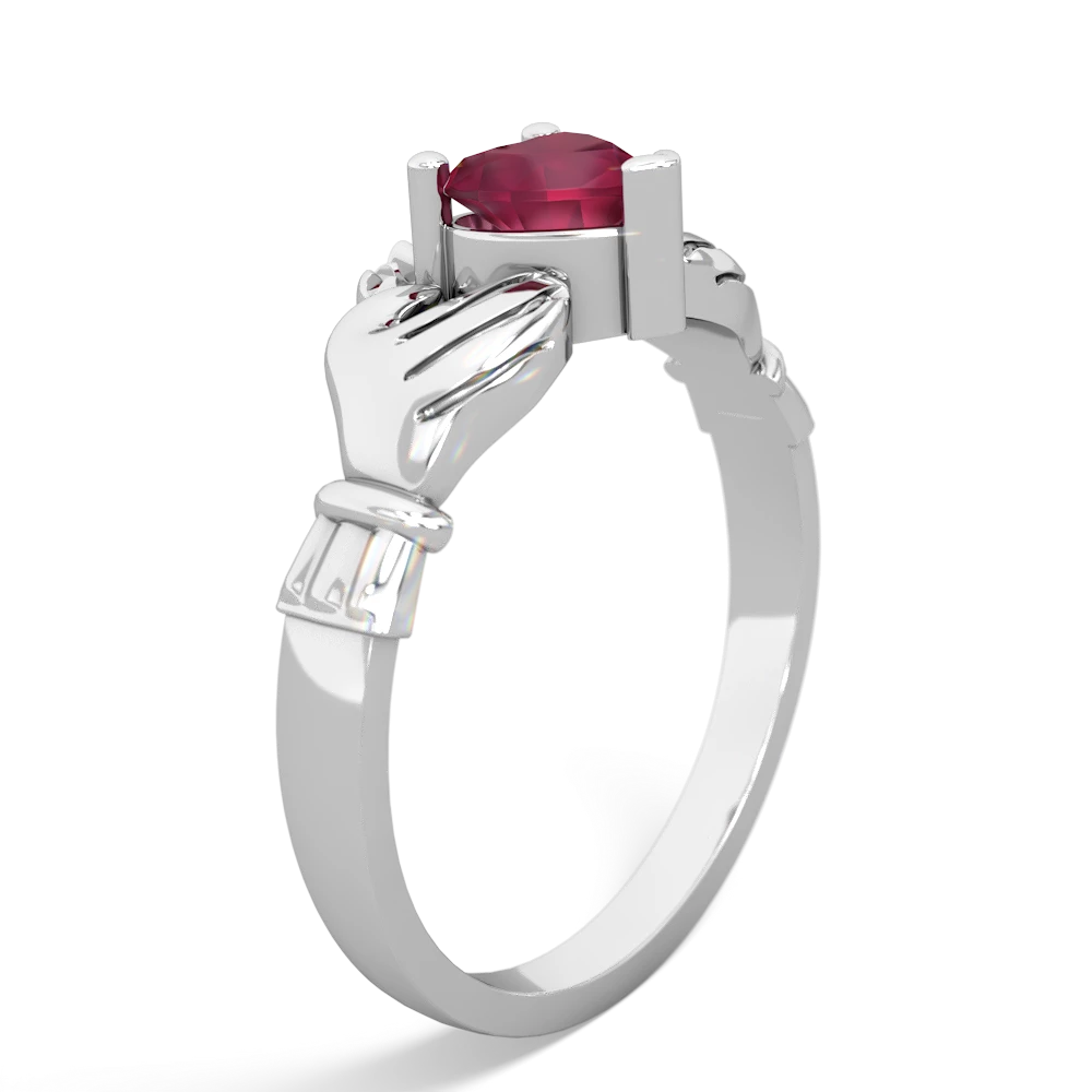 Ruby Claddagh 14K White Gold ring R2370