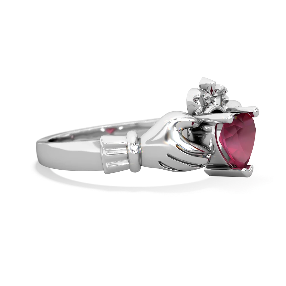 Ruby Claddagh 14K White Gold ring R2370