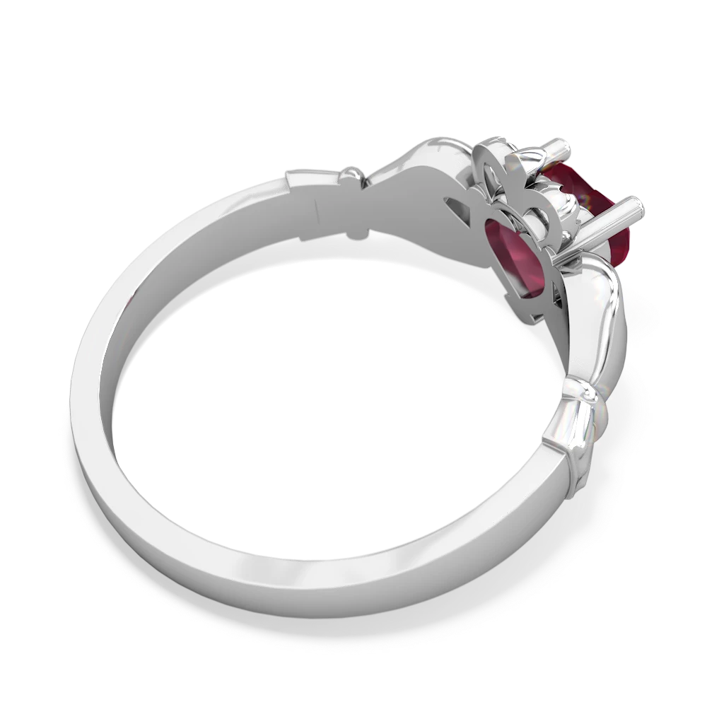 Ruby Claddagh 14K White Gold ring R2370