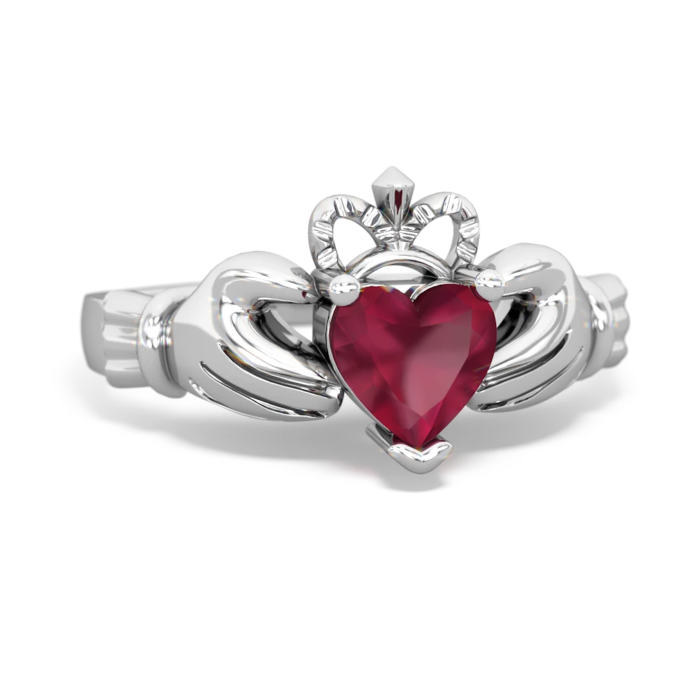 Ruby Claddagh 14K White Gold ring R2370