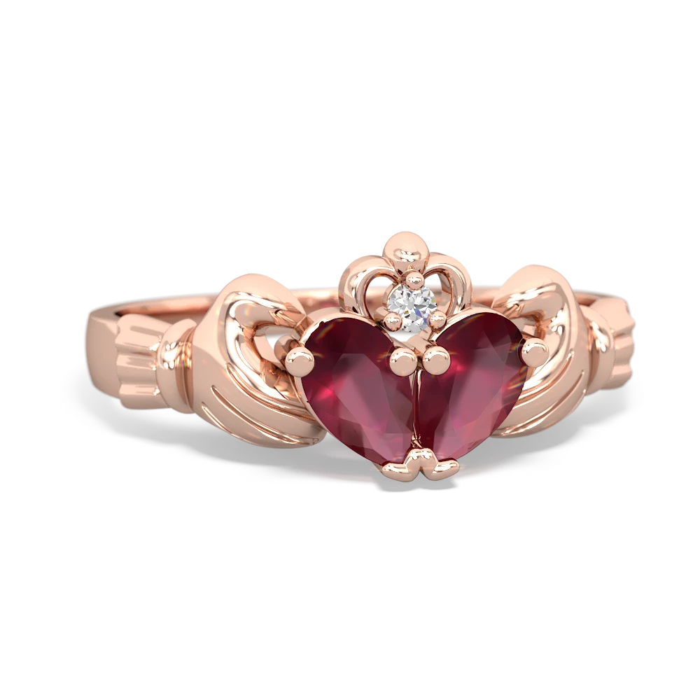 Ruby 'Our Heart' Claddagh 14K Rose Gold ring R2388