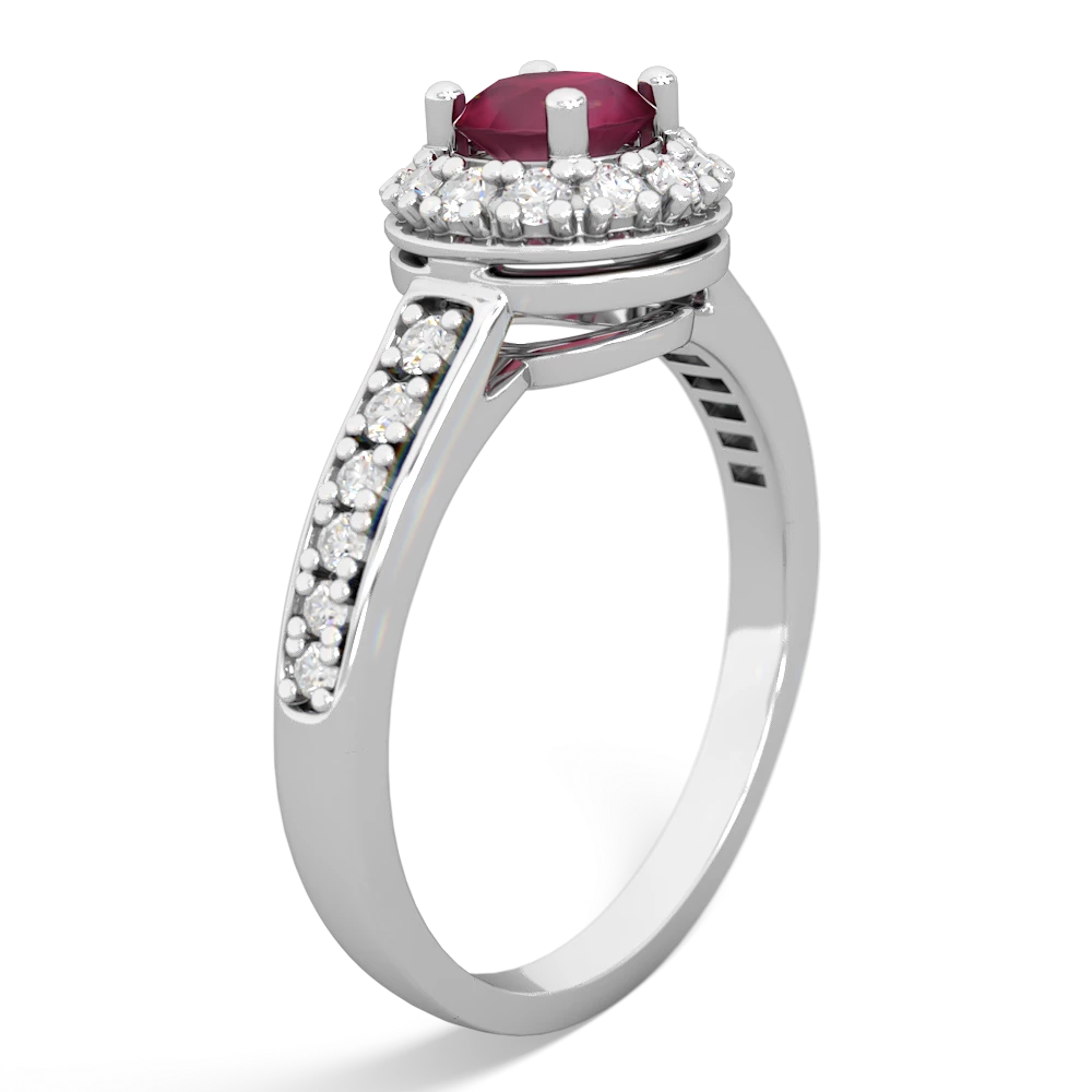 Ruby Diamond Halo 14K White Gold ring R5370