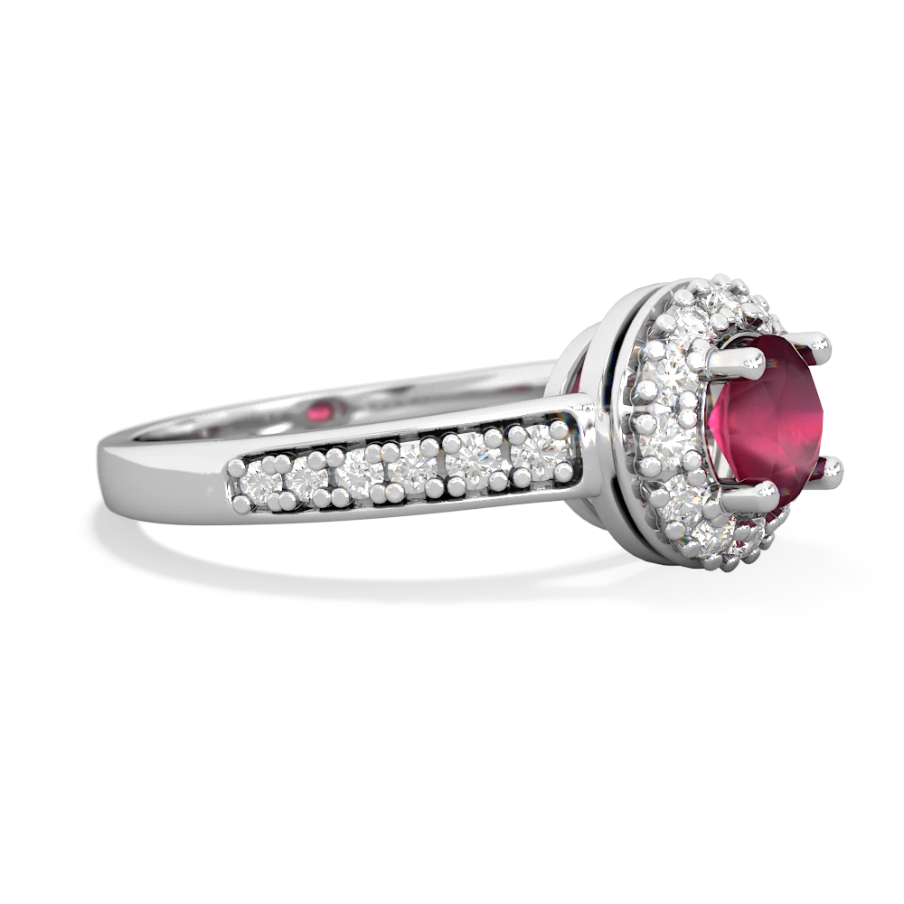 Ruby Diamond Halo 14K White Gold ring R5370