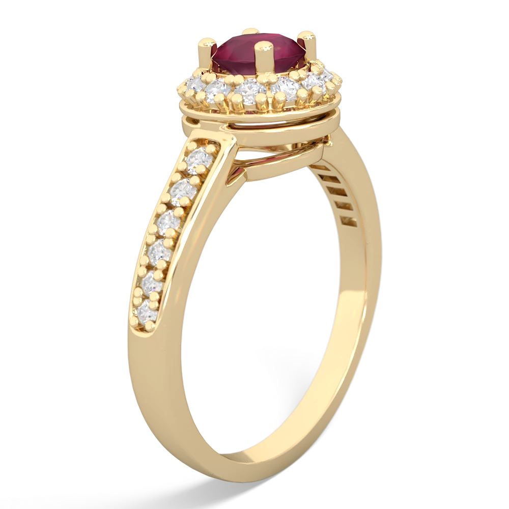 Ruby Diamond Halo 14K Yellow Gold ring R5370
