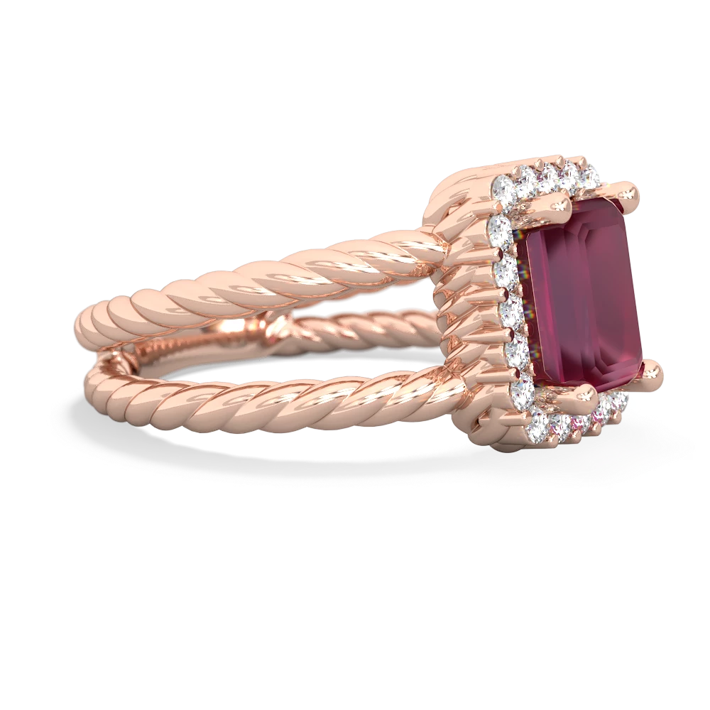 Ruby Rope Split Band 14K Rose Gold ring R2628