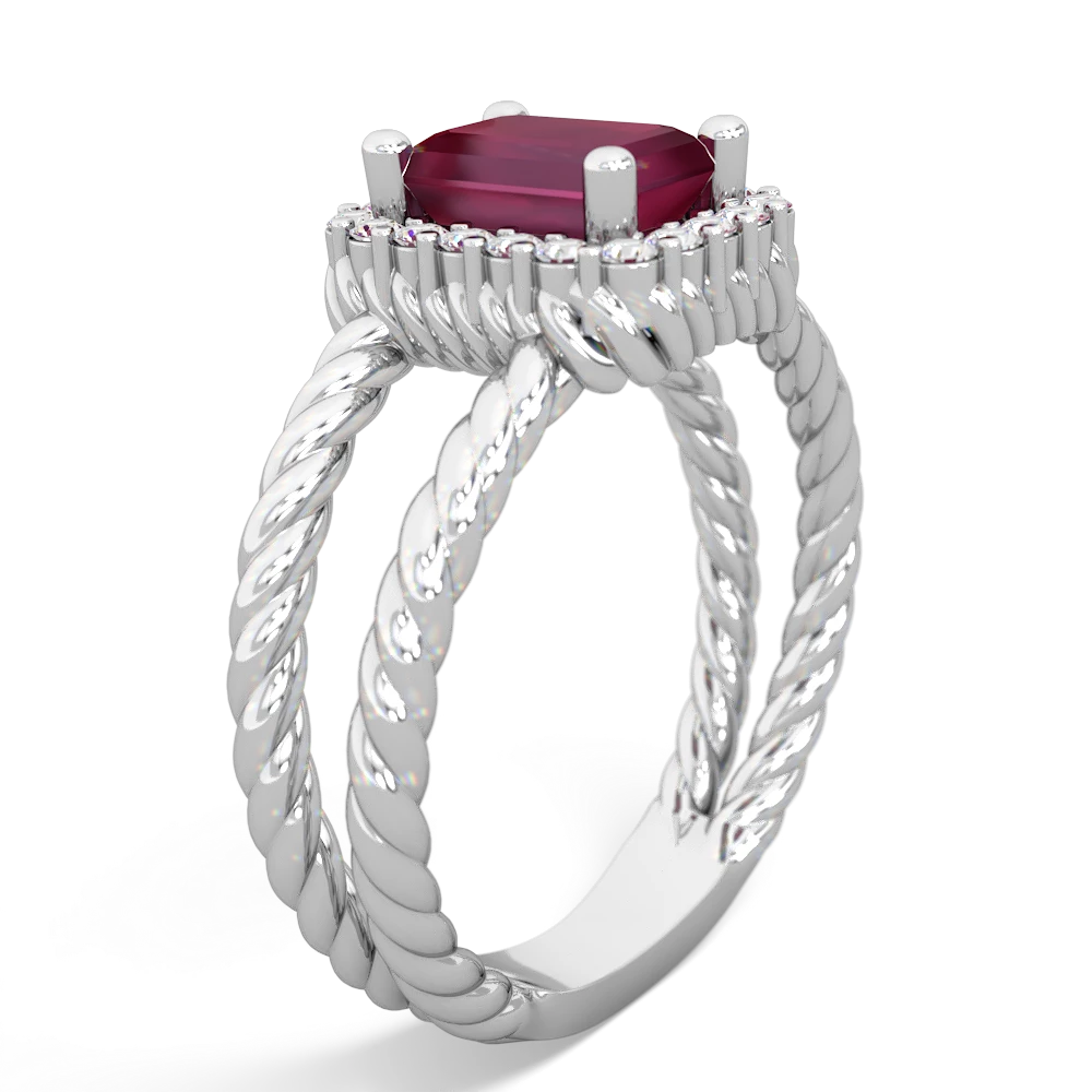 Ruby Rope Split Band 14K White Gold ring R2628