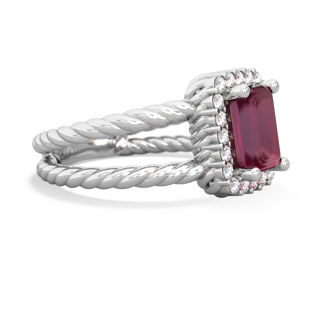 Ruby Rope Split Band 14K White Gold ring R2628