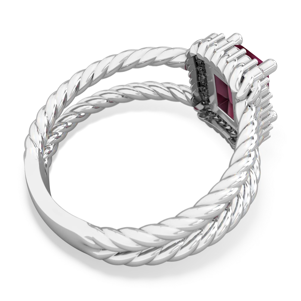 Ruby Rope Split Band 14K White Gold ring R2628