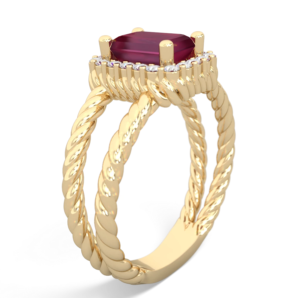 Ruby Rope Split Band 14K Yellow Gold ring R2628