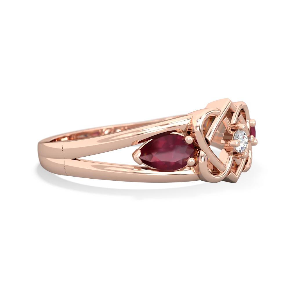 Ruby Hearts Intertwined 14K Rose Gold ring R5880
